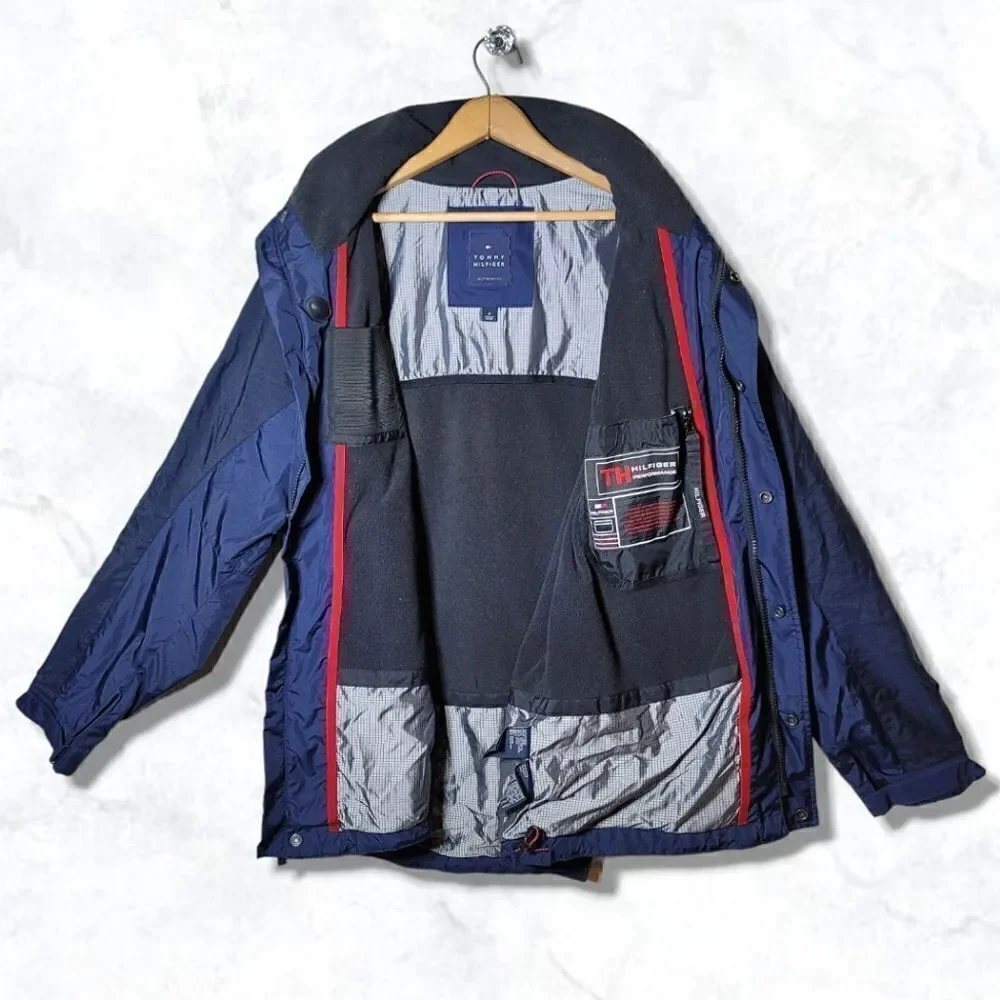 Tommy Hilfiger Performance Blue Hooded Windbreaker Winter Coat
